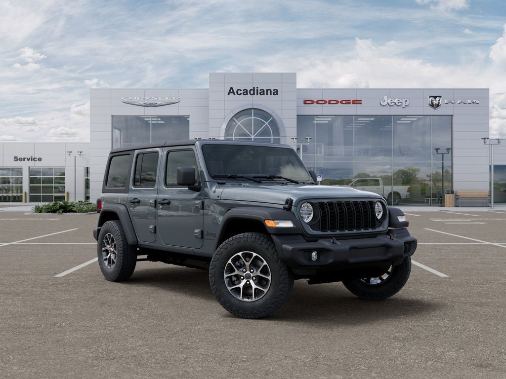 2026 Jeep Wrangler Sport S in Anvil Clear-Coat Exterior Paint — front three-quarter view
