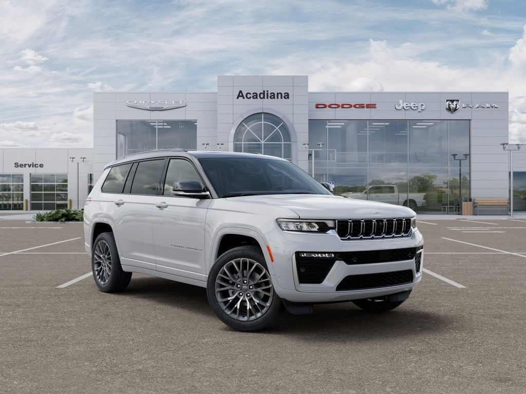 2026 Jeep Grand Cherokee L Summit in Bright White Clear-Coat Exterior Paint — front three-quarter view