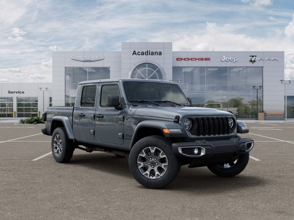 2026 Jeep Gladiator Sahara in Anvil Clear-Coat Exterior Paint — front three-quarter view
