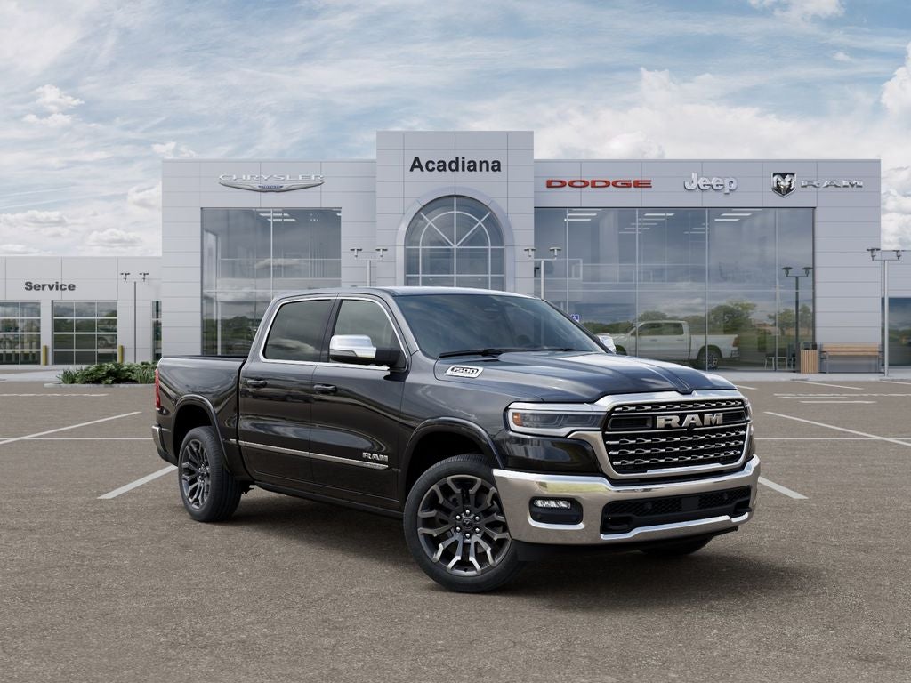 2026 RAM 1500 Limited in Diamond Black Crystal Pearl-Coat Exterior Paint — front three-quarter view