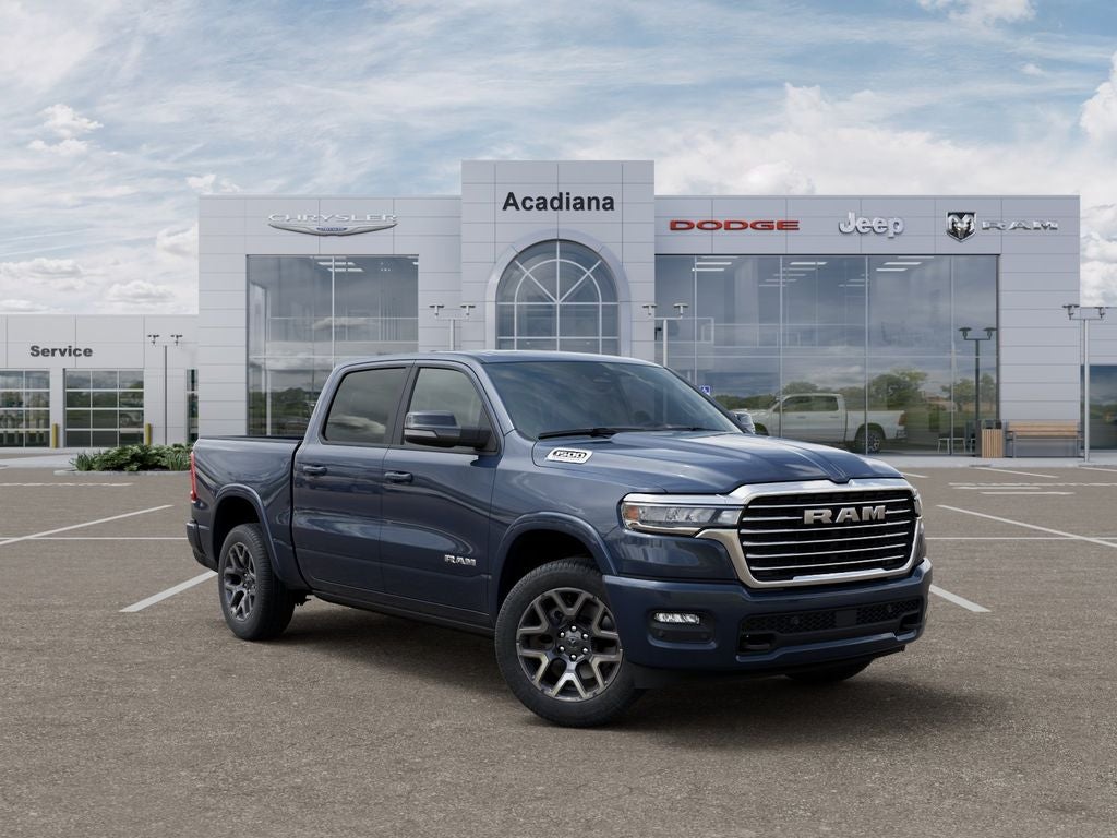 2026 RAM 1500 Laramie in Forged Blue Metallic Exterior Paint — front three-quarter view