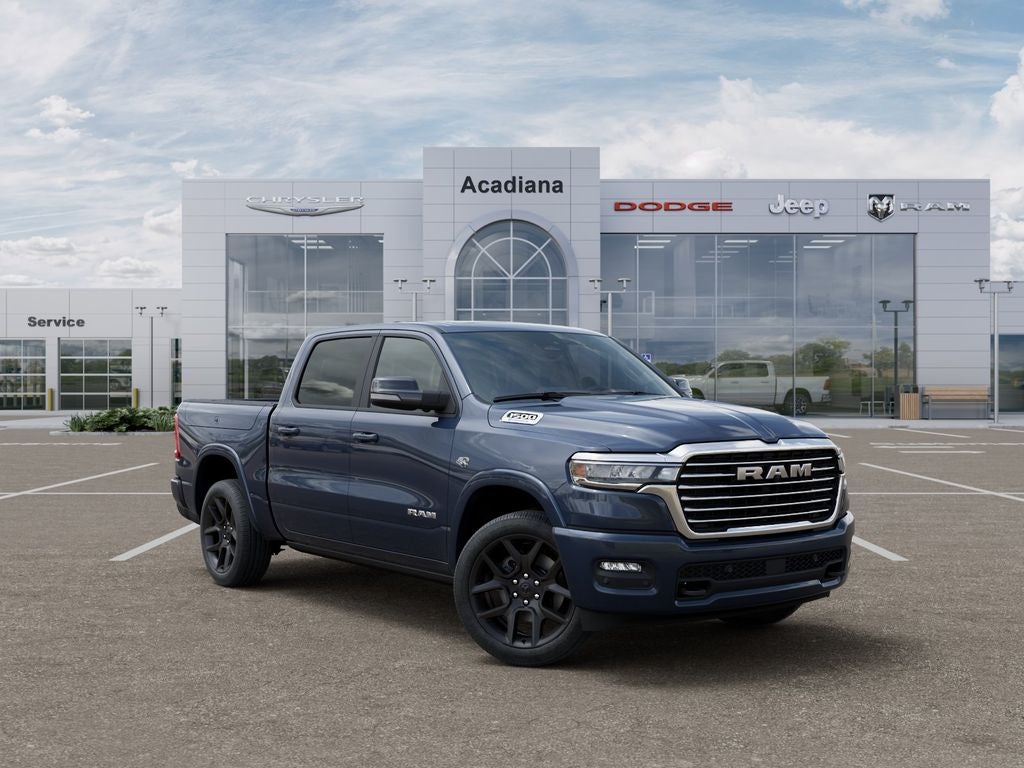 2026 RAM 1500 Laramie in Forged Blue Metallic Exterior Paint — front three-quarter view