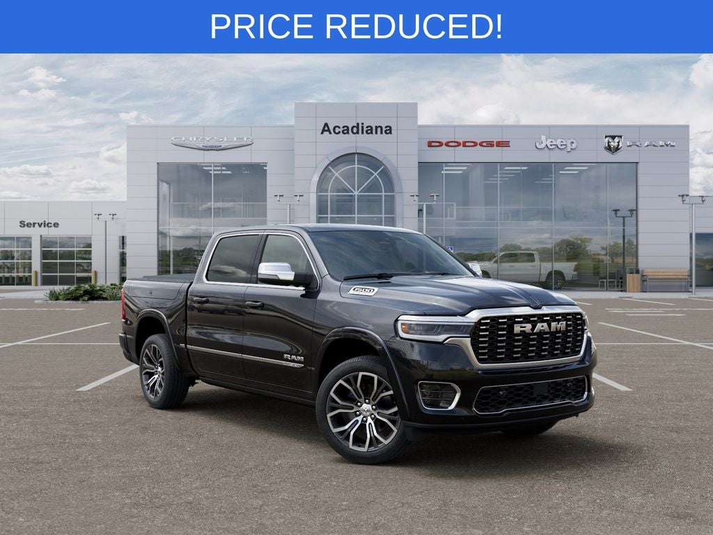 2026 RAM 1500 Tungsten in Diamond Black Crystal Pearl-Coat Exterior Paint — front three-quarter view