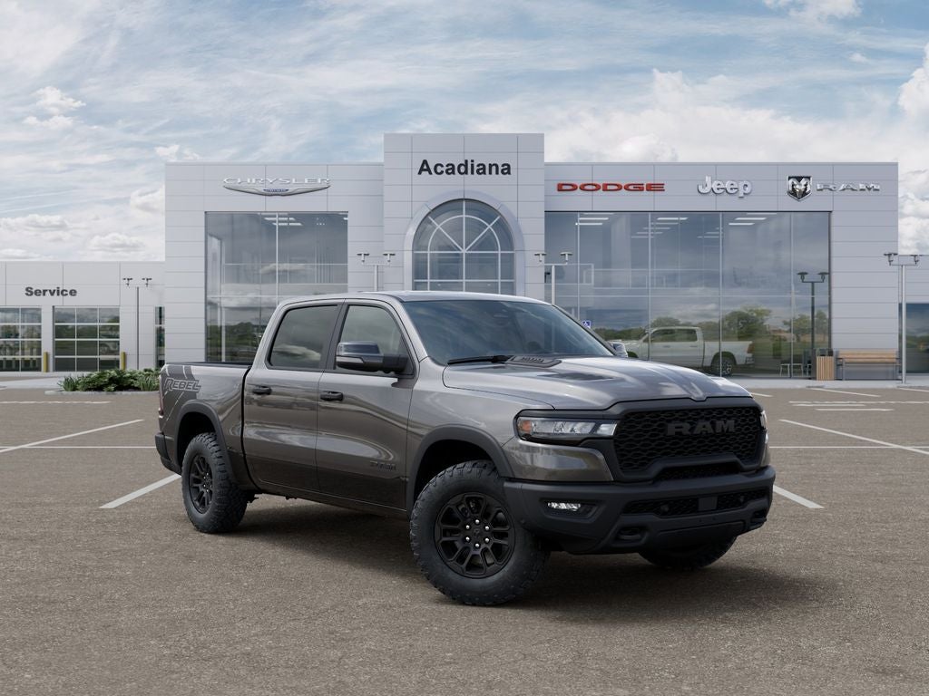 2026 RAM 1500 Rebel in Granite Crystal Metallic Clear-Coat Exterior Paint — front three-quarter view