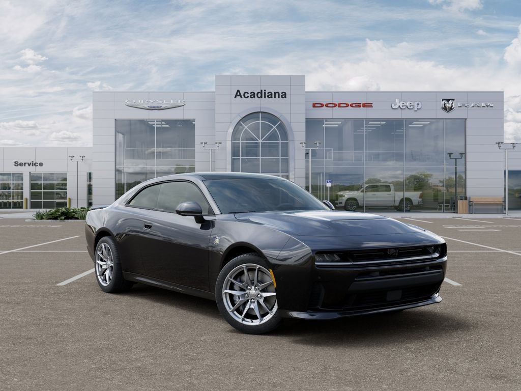 2026 Dodge Charger Scat Pack Plus in Diamond Black Crystal Pearlcoat — front three-quarter view