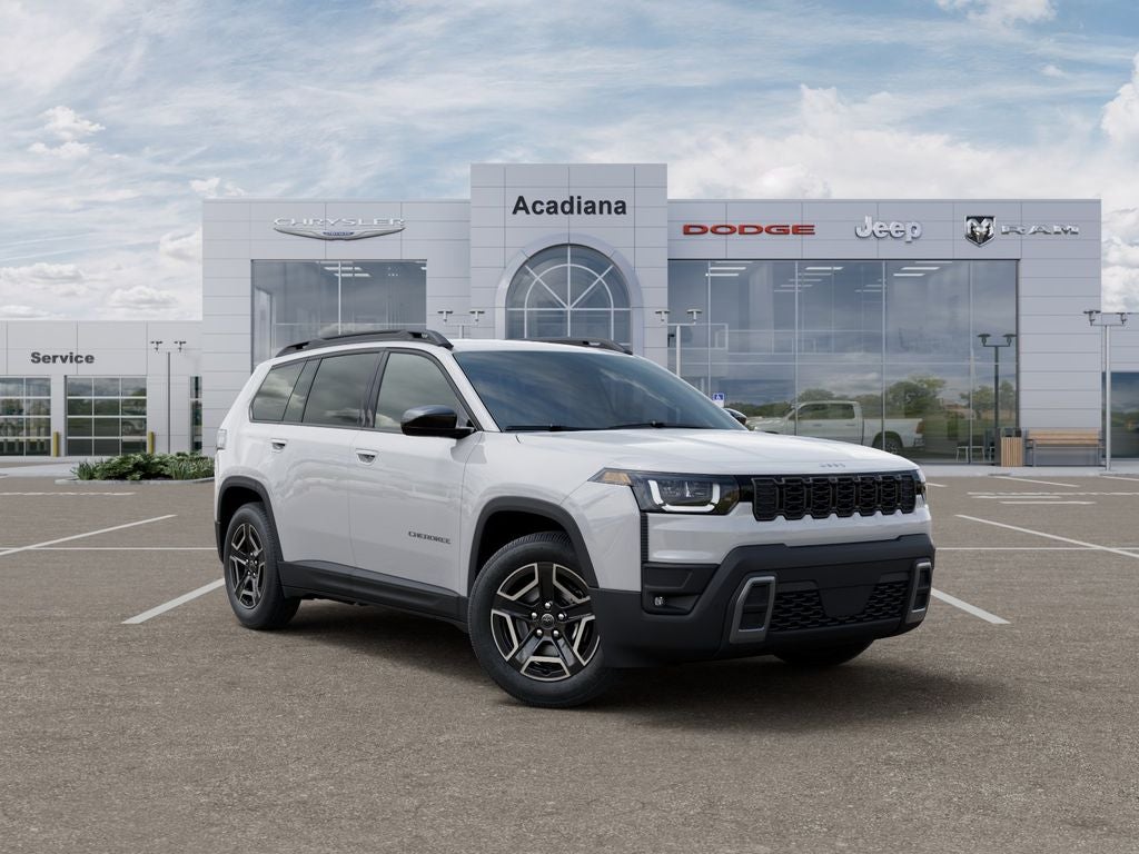 2026 Jeep Cherokee Laredo in Bright White Clear-Coat Exterior Paint — front three-quarter view