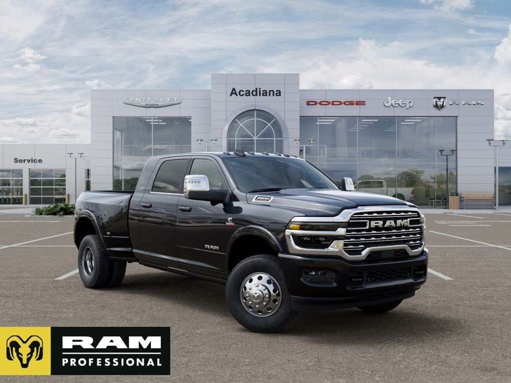 2026 RAM 3500 Limited in Diamond Black Crystal Pearl-Coat Exterior Paint — front three-quarter view