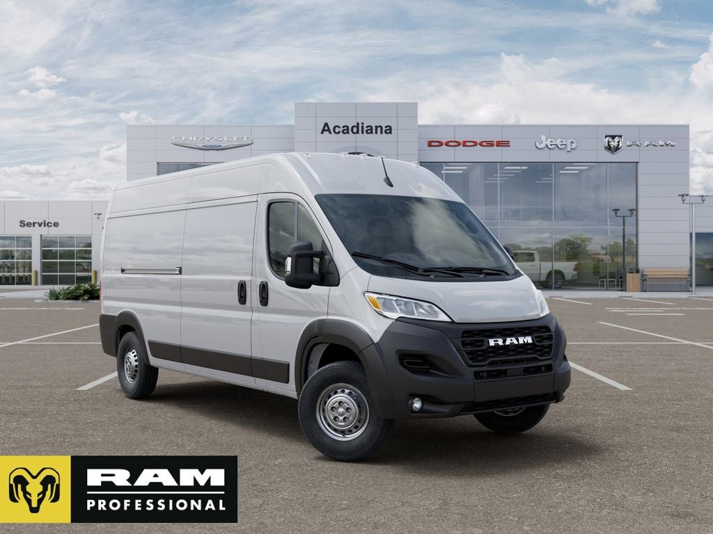 2026 RAM ProMaster Cargo Van High Roof in Bright White Clear-Coat Exterior Paint — front three-quarter view