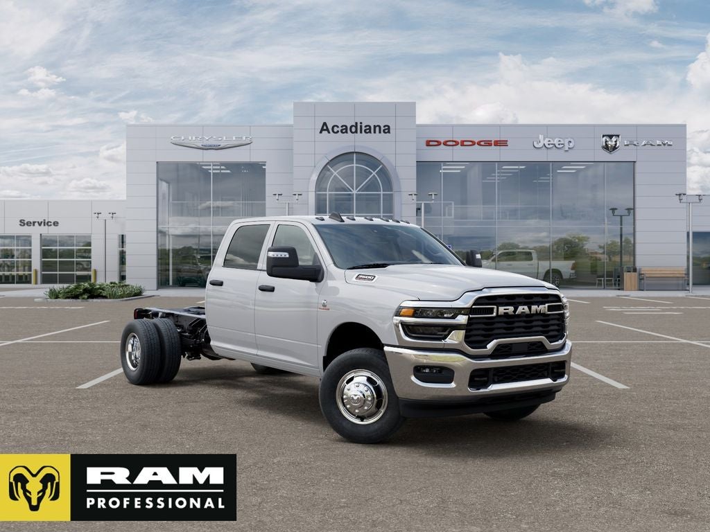 2026 RAM 3500 Chassis Cab Tradesman in Bright White Clear-Coat Exterior Paint — front three-quarter view